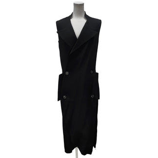 Y's サイドディープスリットノースリーブウールロングジャケット ベスト コート アウター Archive 90s Yohji Yamamoto Femme ヨウジヤマモトファム ワイズ レディース