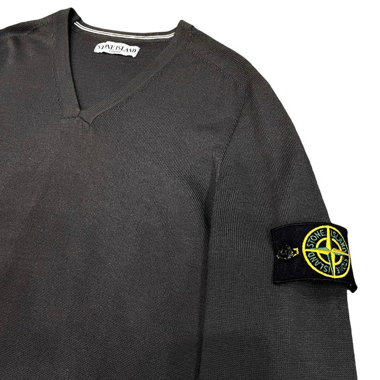 STONE ISLAND 07AW アームロゴパッチVネックウールニットセーター トップス Archive Massimo Osti ストーンアイランド マッシモオスティ メンズ