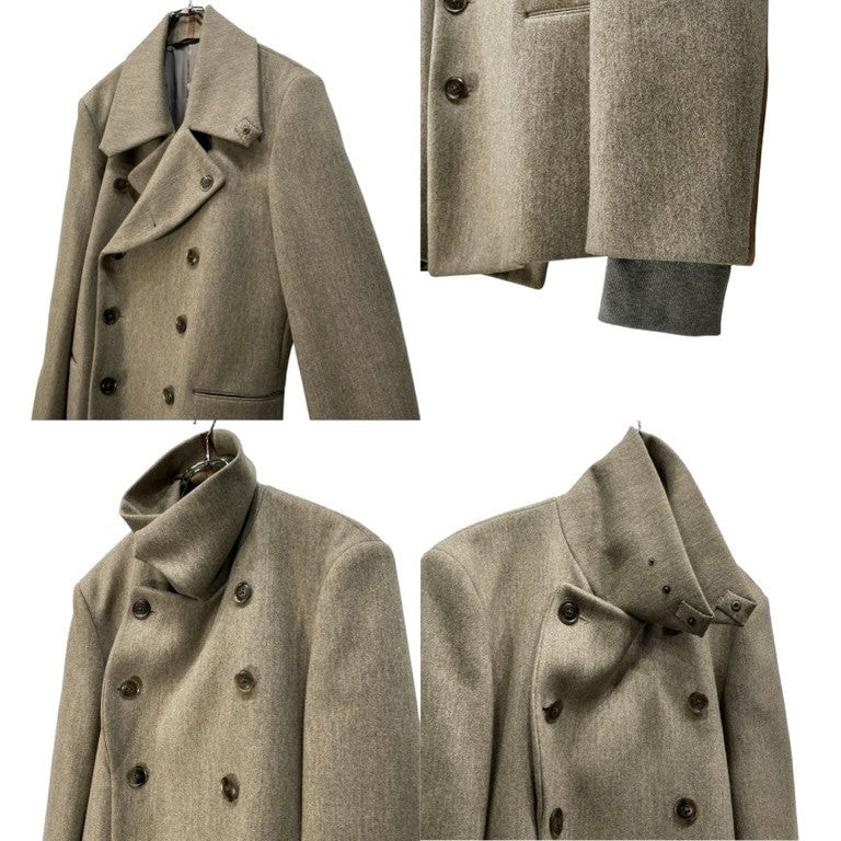 Paul Smith 11AW レザーパイピングダブルブレストショートウールコート ジャケット Pコート ブルゾン アウター ポールスミス メインライン メンズ