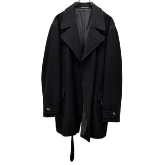 Yohji Yamamoto Pour Homme 98AW ウールメルトンジップフラップポケットボタンレスベルトコート スタンドカラージャケット ブルゾン アウター Archive 90s ヨウジヤマモトプールオム メンズ