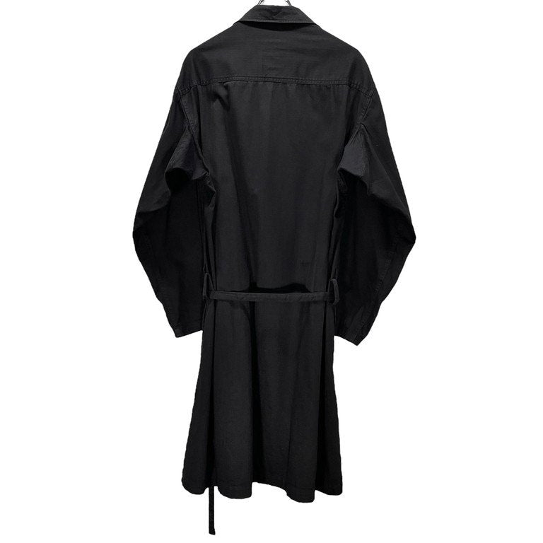 Yohji Yamamoto Pour Homme 17AW コットンヘリンボーンベルテッドロングコート 製品染HB M-スタンドカラーB製品染コート 定価82,080円 ジャケット ブルゾン アウター ヨウジヤマモトプールオム メンズ