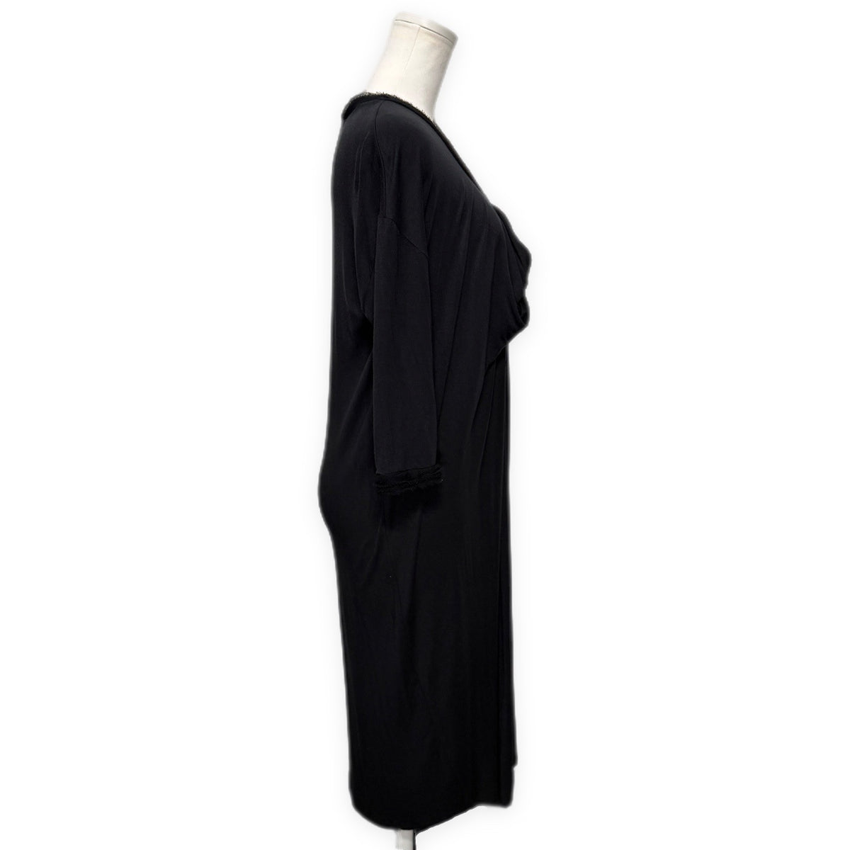 LANVIN 08AW レーヨンシルクギャザードレープロングワンピース 七分袖 トップス Archive Alber Elbaz アルベールエルバス ランバン レディース