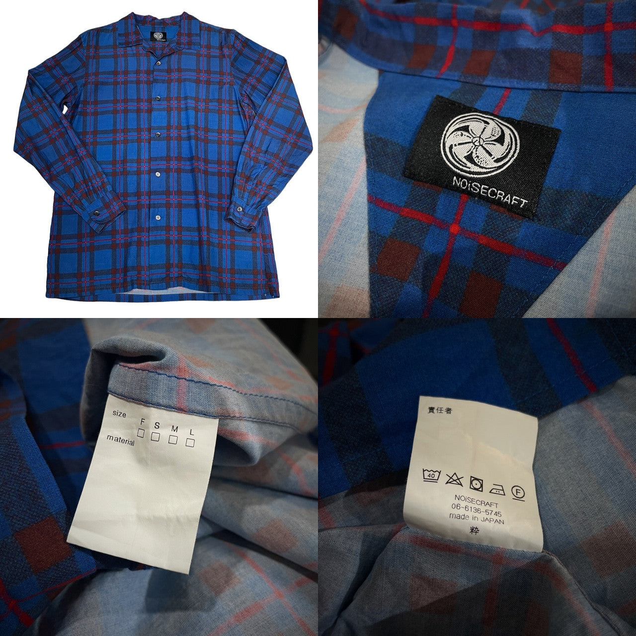 NOiSECRAFT Eliot Tartan Shirt エリオットタータンチェックオープンカラーシャツ ブラウス 開襟 トップス 定価29,160円 ノイズクラフト メンズ