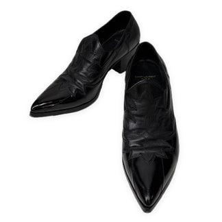 SAINT LAURENT PARIS FINN 60 MOCCASINS レザー刺繍ポインテッドトゥカウボーイヒールブーツ シューズ 靴 クツ ウエスタン 42 サンローランパリ メンズ