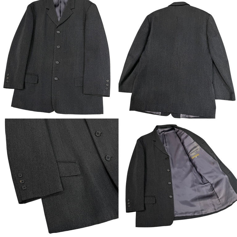 Y's for men ウールサージセットアップスーツ Archive 90s 4Bテーラードジャケット 2タックパンツ スラックス トラウザーズ ごま塩 Yohji Yamamoto Pour Homme ヨウジヤマモトプールオム ワイズフォーメン メンズ