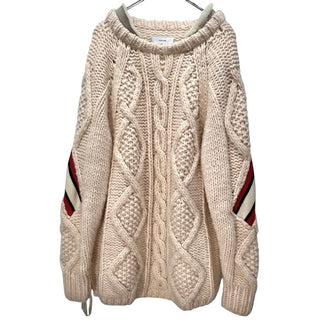 FACETASM 17AW RIB HAND KNIT SWEATER ショルダーラインサイドジップオーバーサイズケーブルニットセーター ムートンレザー フィッシャーマン トップス CHG-KN-U06 ファセッタズム メンズ