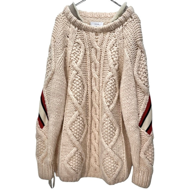 FACETASM 17AW RIB HAND KNIT SWEATER ショルダーラインサイドジップオーバーサイズケーブルニットセーター ムートンレザー フィッシャーマン トップス CHG-KN-U06 ファセッタズム メンズ