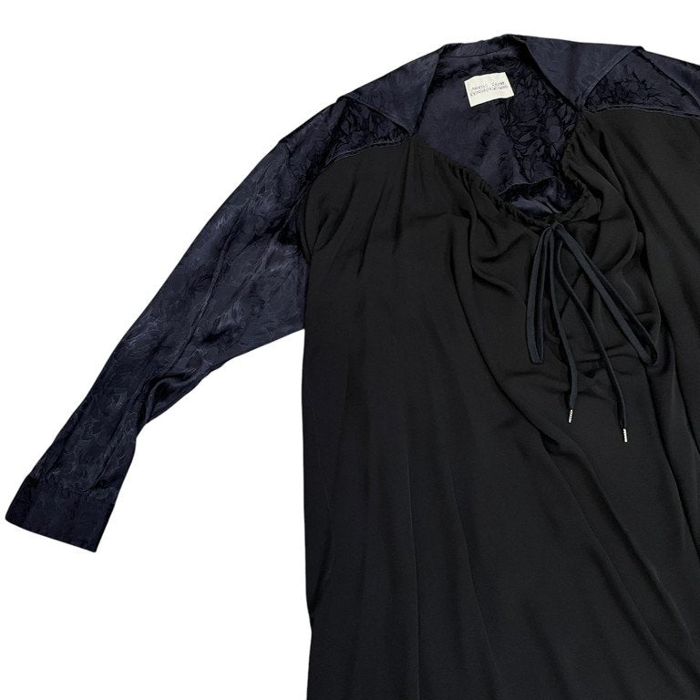 Andreas Kronthaler for Vivienne Westwood 21AW 花柄ジャカード切替ネックドローストリングシャーリングシルクロングワンピース 国内極少入荷 レア アンドレアスクロンターラー フォー ヴィヴィアンウエストウッド レディース