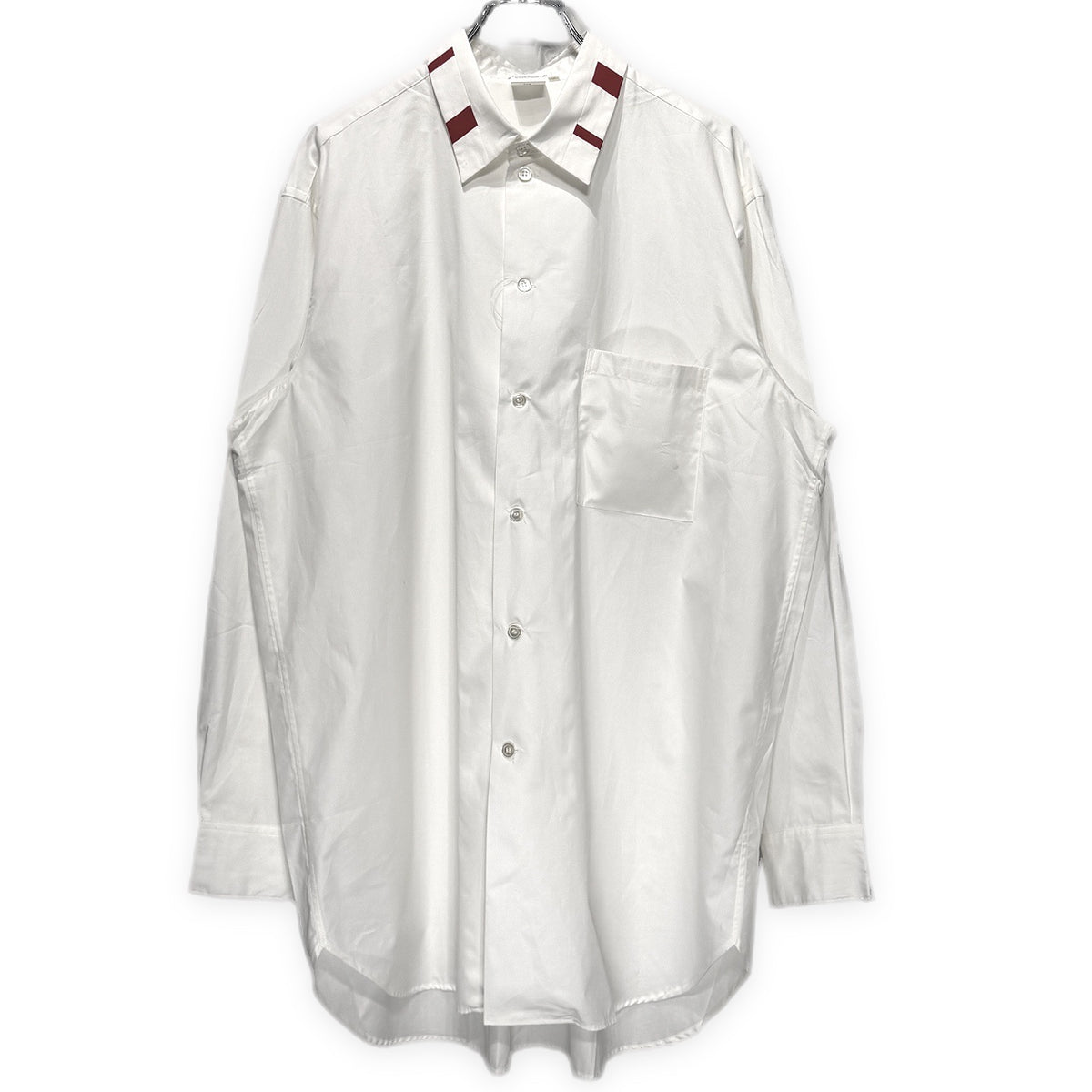 Yohji Yamamoto Pour Homme 89AW コットンブロード襟切り替えラインデザインオーバーサイズシャツ ブラウス トップス Archive 80s 丸文字ロゴ 初期 ヨウジヤマモトプールオム メンズ