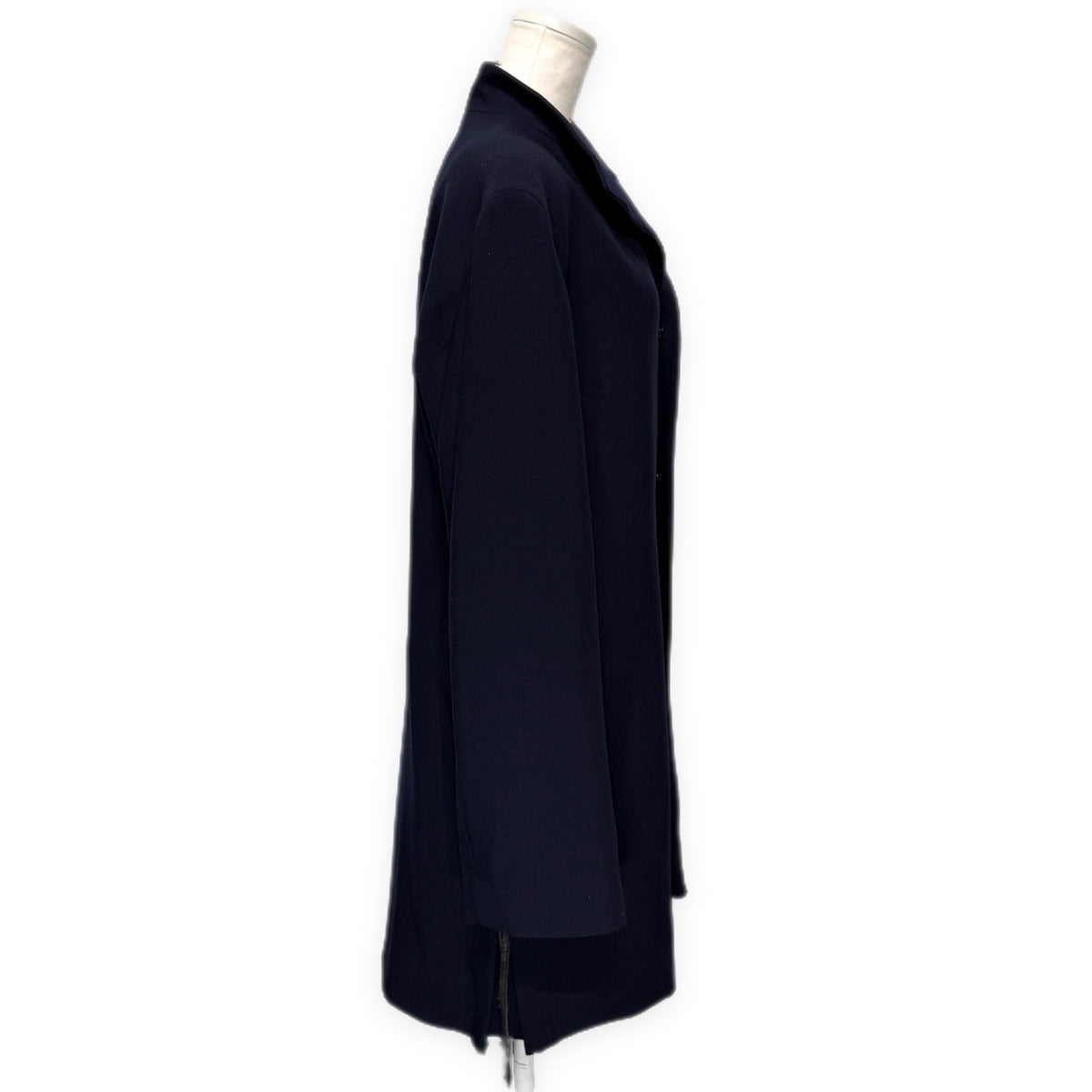 Y's ウールネイビーフライフロントサイドレースアップロングジャケット スナップボタン 比翼 アウター 90s Archive Yohji Yamamoto ヨウジヤマモト ワイズ レディース