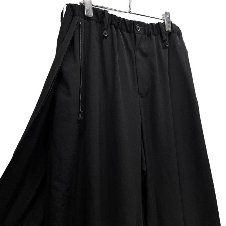 Yohji Yamamoto Pour Homme 21SS トリアセテートポリエステル左ラップクロップドイージーパンツ ボトムス ジップ ウエストゴムシャーリング ドローストリング ヨウジヤマモトプールオム メンズ