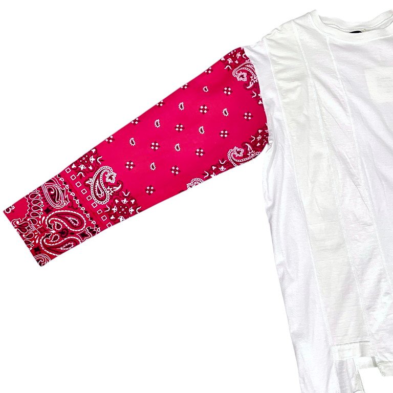 ink 19AW LOOSE BANDANA 再構築パッチワークバンダナスリーブフリンジTシャツ Tee T-shirt カットソー リメイク 変形 トップス 定価19,800円 未使用タグ付き インク メンズ レディース ユニセックス