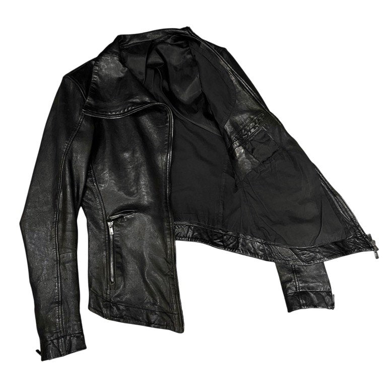 LEON LOUIS 16AW SMALL COLLAR LEATHER JACKET ハイネックラムレザージャケット ブルゾン コート アウター レオンルイス メンズ