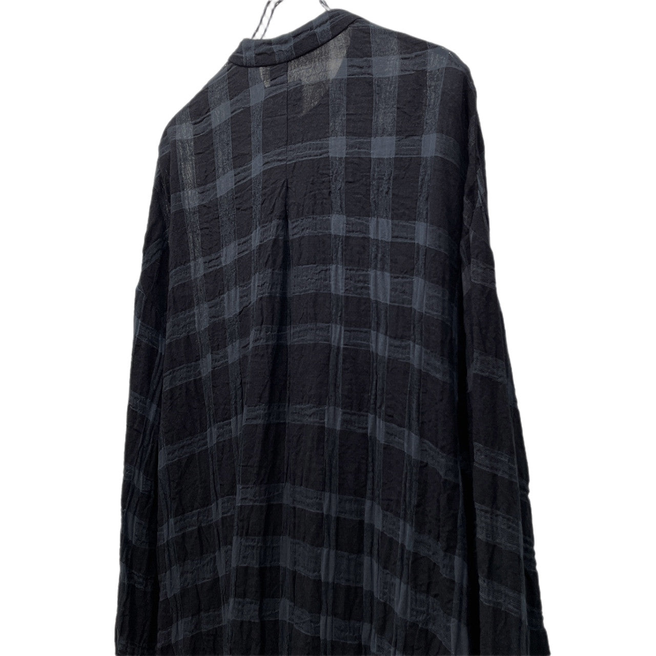 SOSNOVSKA リネンコットンガーゼチェックカットオフバンドカラーロングシャツ ブラウス トップス ソスノブスカ メンズ