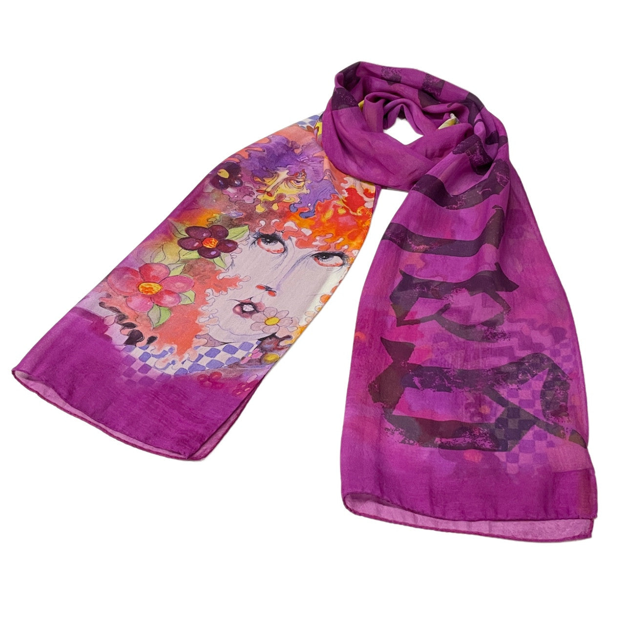 John Galliano アートプリントロゴシルクストール スカーフ マフラー 花柄 服飾雑貨 小物 Archive ジョンガリアーノ メンズ レディース ユニセックス