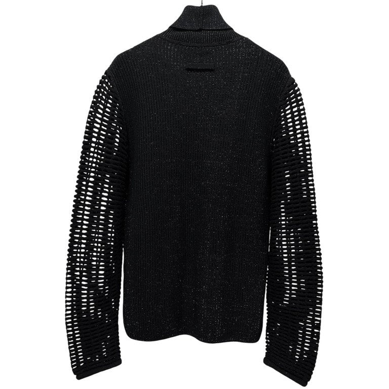 Jean Paul GAULTIER MAILLE メッシュスリーブ銀糸混紡タートルネックニットセーター Archive 90s ハイネック トップス JPG ジャンポールゴルチエ ゴルチェ メンズ