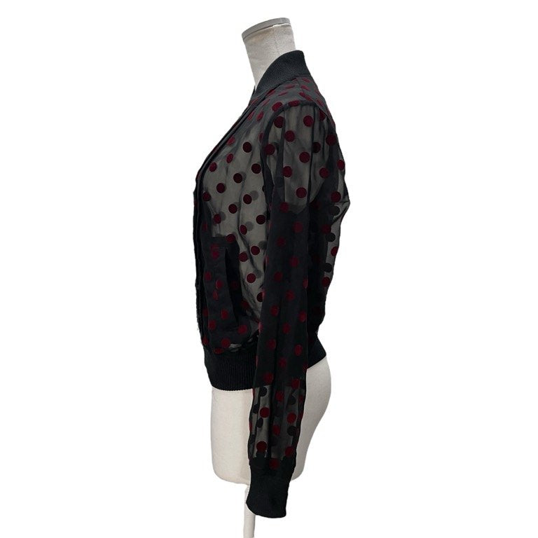 robe de chambre COMME des GARCONS シースルーフロッキードットカットスラッシュジップアップブルゾン ジャケット Archive アウター 現コムコム コムデギャルソン レディース