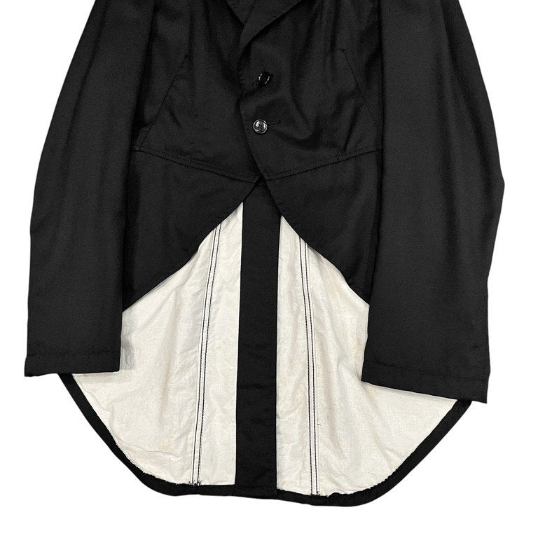 BLACK COMME des GARCONS ウールギャバジン燕尾2Bテーラードジャケット スタンドカラー スワロウテイル ブレザー コート アウター ブラック コムデギャルソン メンズ レディース ユニセックス
