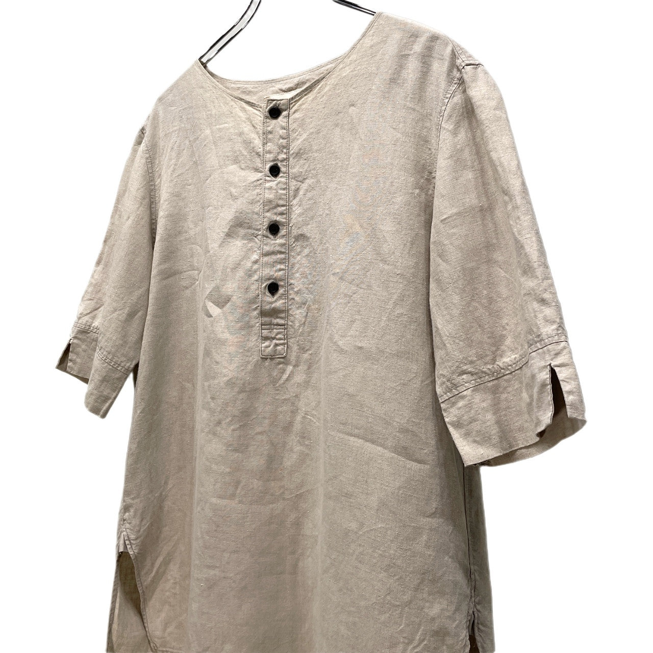 N/07 リネンポプリンノーカラープルオーバーシャツ チュニック ヘンリーネック トップス エヌゼロナナ メンズ