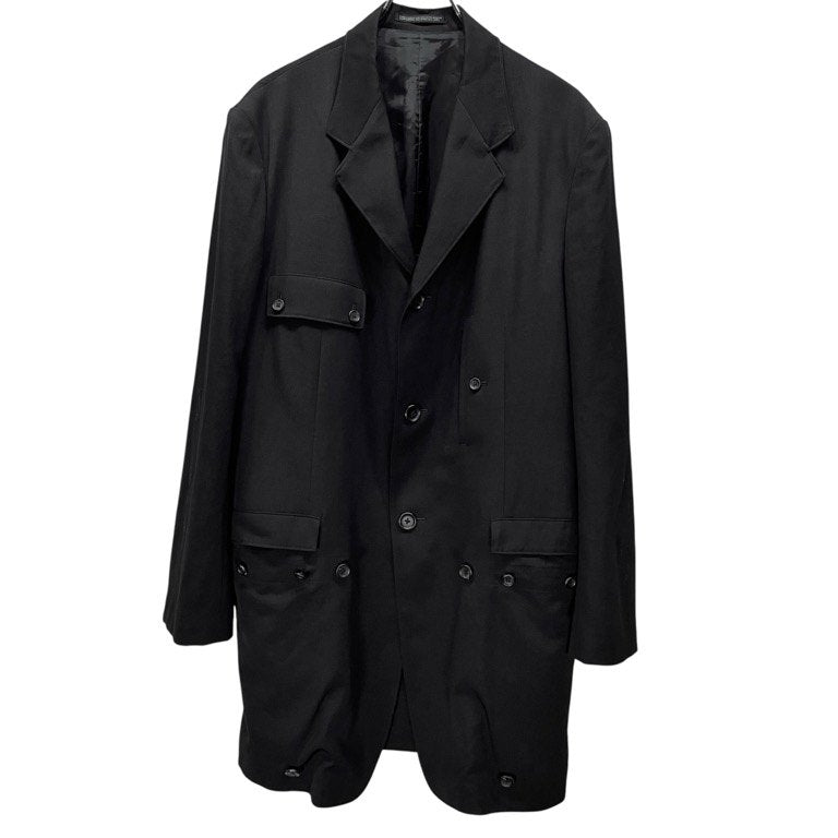 Yohji Yamamoto Pour Homme 25SS WOOL GABARDINE SLEEVE BUTTON DETACHABLE POCKET JACKET ウールギャバジンスリーブボタン着脱ポケット付きロングテーラードジャケット コート HP-J37-100 定価約20万 ヨウジヤマモトプールオム