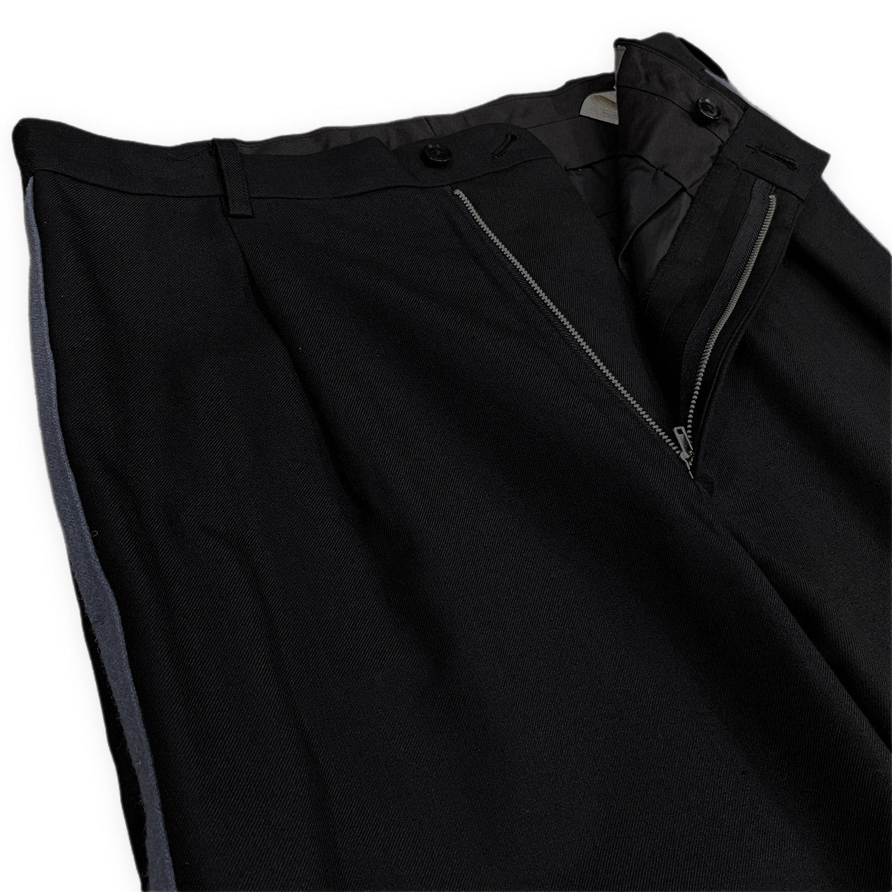 Yohji Yamamoto Pour Homme 01AW ウールギャバジン1タック裾ボタンサイドラインパンツ 側章 脇テープ Archive ギャングスター期 ボトムス ヨウジヤマモトプールオム メンズ