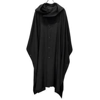 Y's 23AW ウールギャバジンサイドボタンハイネックフーデッドポンチョコート マント ケープ アウター ジャケット LOOK42 YJ-C14-100 Yohji Yamamoto Femme ヨウジヤマモトファム ワイズ レディース メンズ ユニセックス