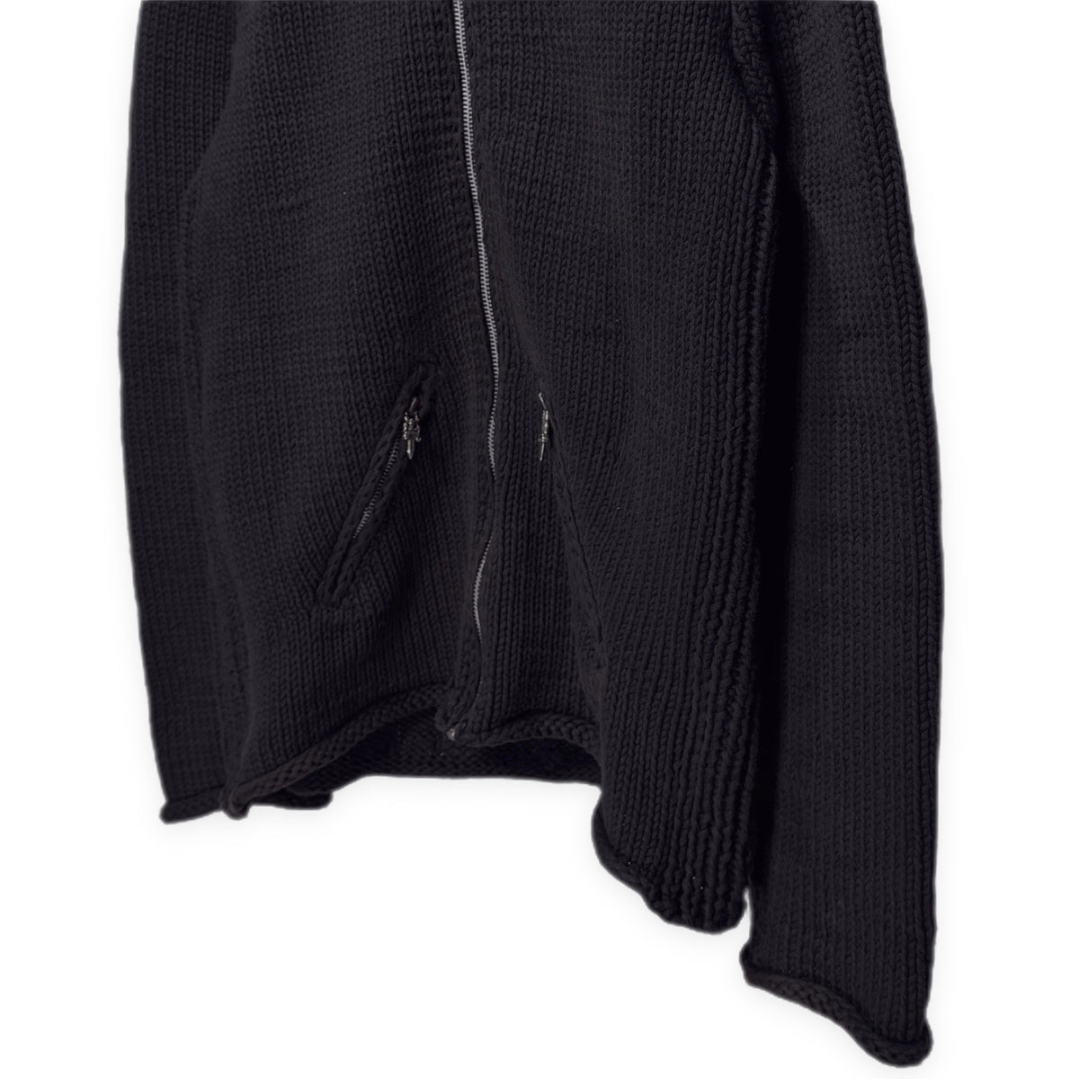 CHROME HEARTS SWEATER LOW RIDER ZIP ダガートップレザークロスパッチ襟付きジップアップニットジャケット セーター カーディガン カウチン ブルゾン アウター サムホール 指貫 クロムハーツ メンズ