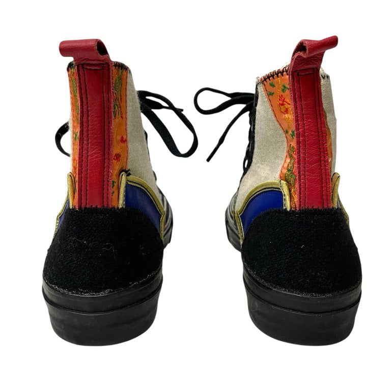 Yohji Yamamoto Pour Homme 95AW 鹿鳴館パッチワークハイカットスニーカー シューズ 靴 刺繍 鹿鳴館期 90s Archive 未使用 激レア 希少 ヨウジヤマモトプールオム メンズ