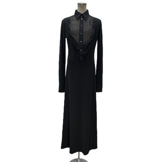Jean Paul GAULTIER FEMME 91AW シルクプラストロンストレッチロングシャツワンピース ドレス ギャザー カットソー Archive 90s JPG ジャンポールゴルチエ レディース