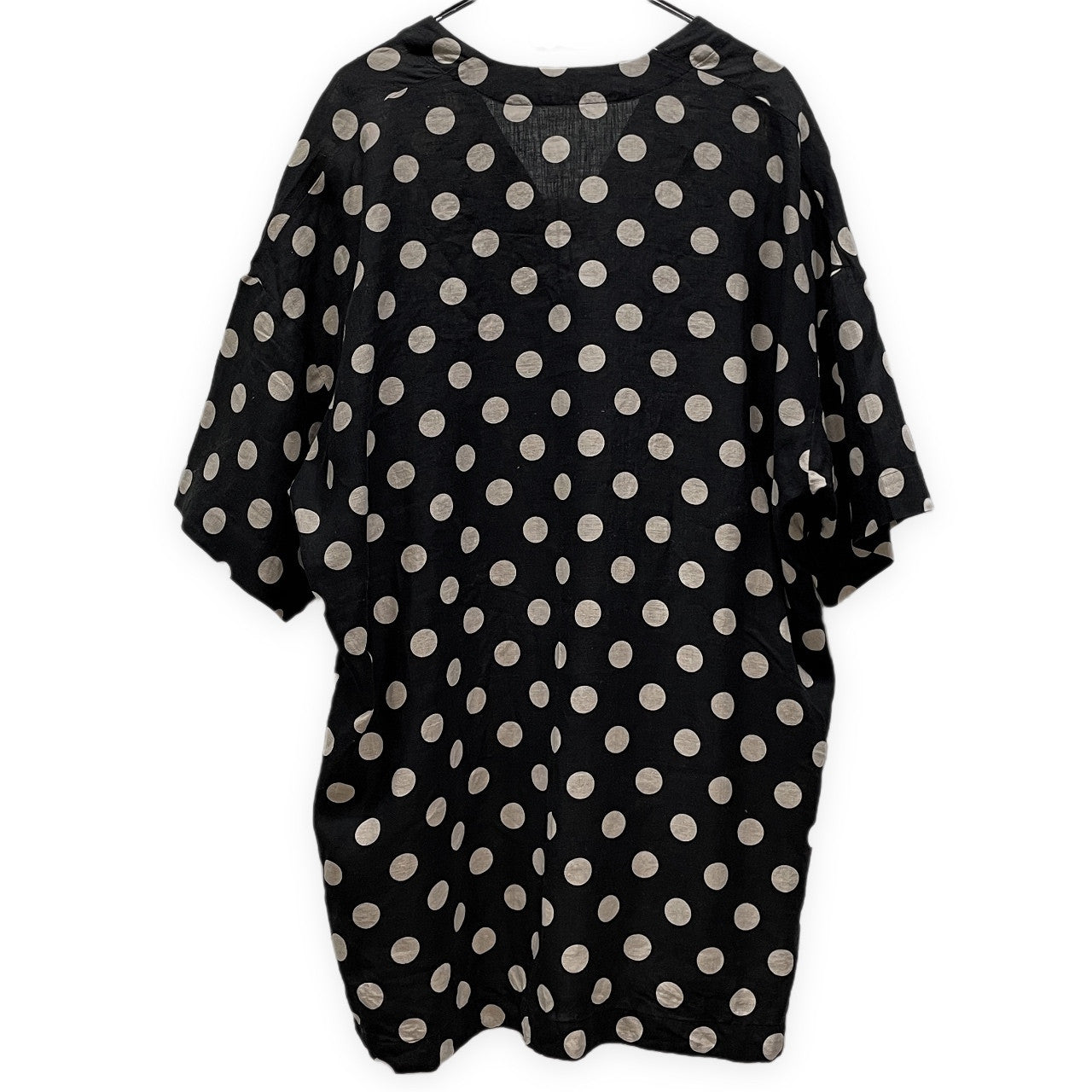 vital リネンドットプルオーバーチュニックシャツ ノーカラー スキッパー ブラウス 水玉 総柄 半袖 トップス バイタル メンズ