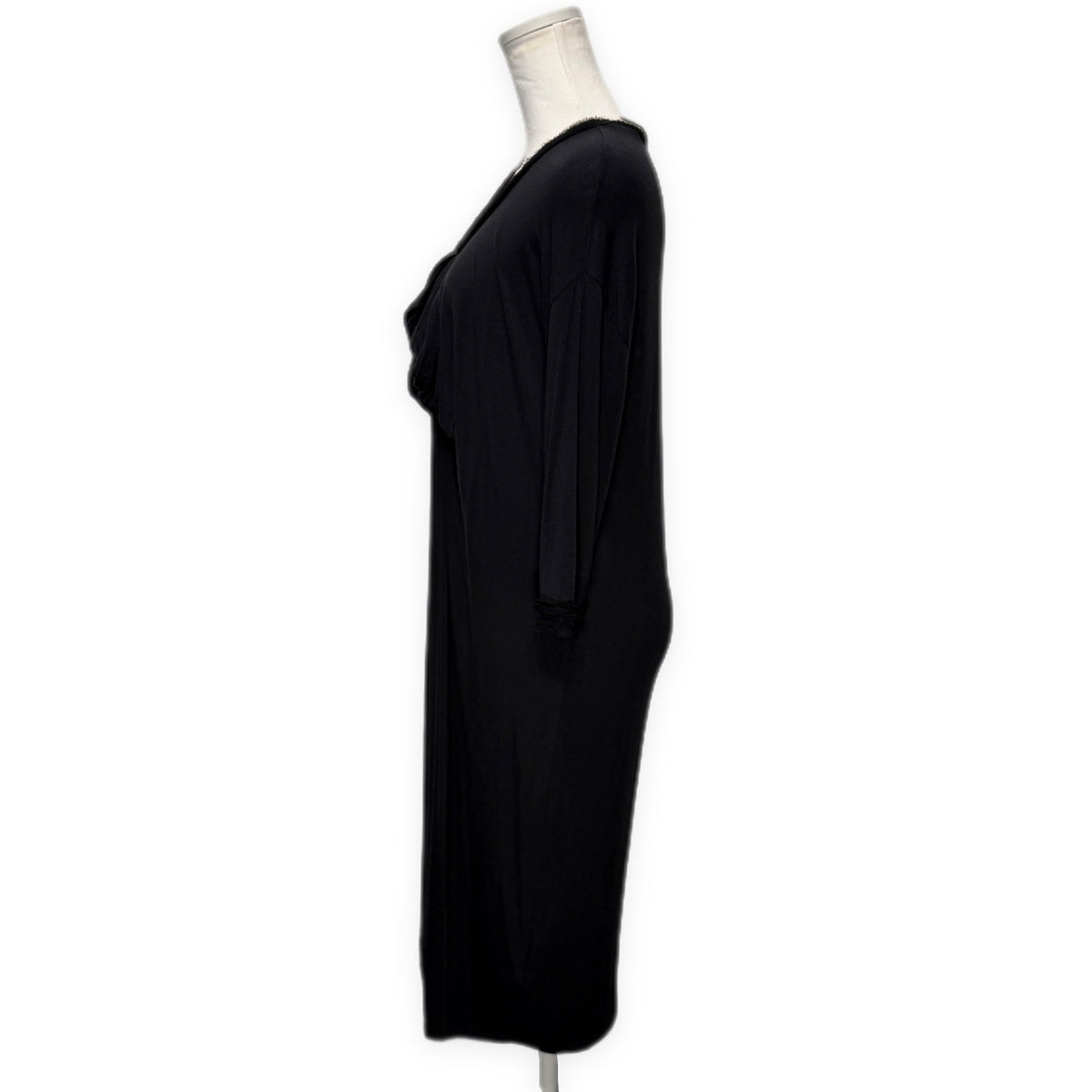 LANVIN 08AW レーヨンシルクギャザードレープロングワンピース 七分袖 トップス Archive Alber Elbaz アルベールエルバス ランバン レディース