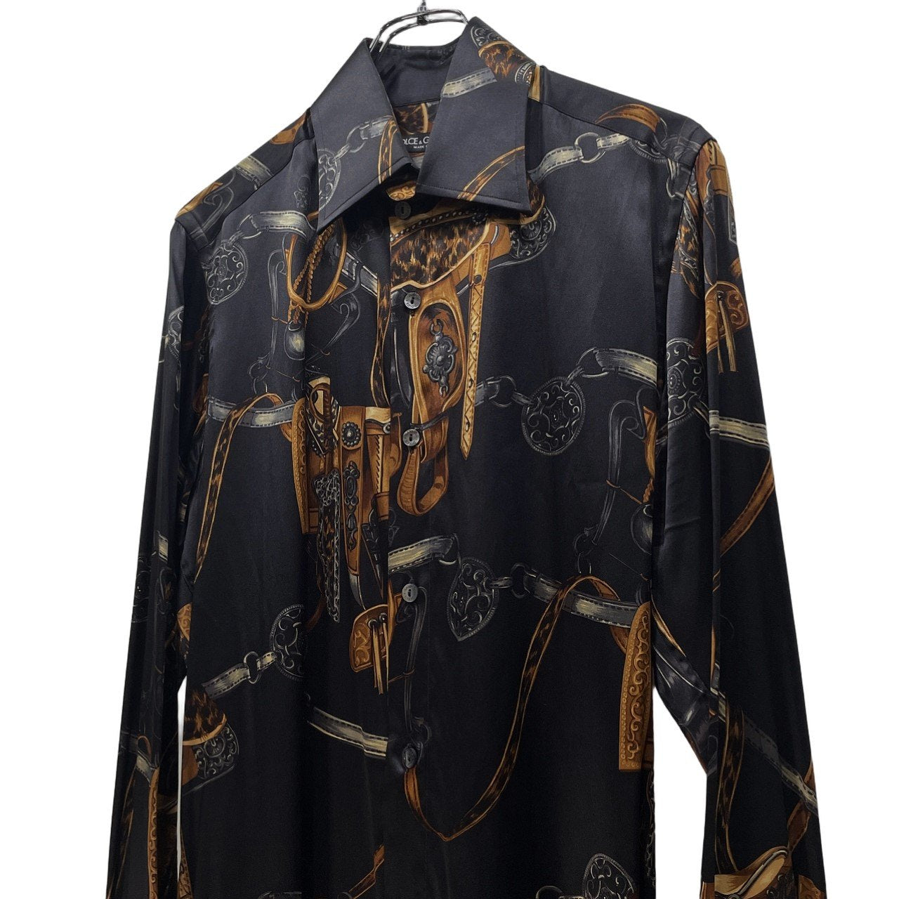 DOLCE&GABBANA シルク総柄プリントカフリンクスドレスシャツ ブラウス トップス カフスボタン付 アクセサリー D&G ドルチェアンドガッバーナ メンズ