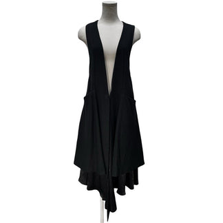LIMI feu 17AW キュプラレイヤードウールフラノロングベスト ノースリーブ ワンピース ジャケット コート アウター Yohji Yamamoto Femme リミフゥ ヨウジヤマモト レディース