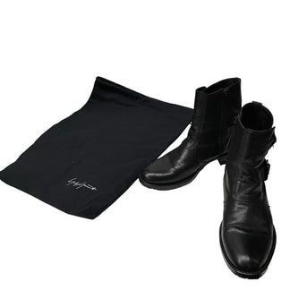 Yohji Yamamoto +NOIR レザーダブルベルトサイドジップショートブーツ シューズ 靴 クツ ヨウジヤマモト プリュスノアール レディース