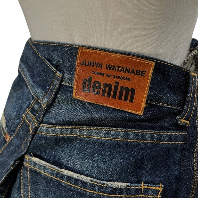 JUNYA WATANABE COMME des GARCONS denim インディゴデニム再構築アシンメトリープリーツスカート ボトムス パンツ AD2008 リメイク ジュンヤワタナベ コムデギャルソン レディース