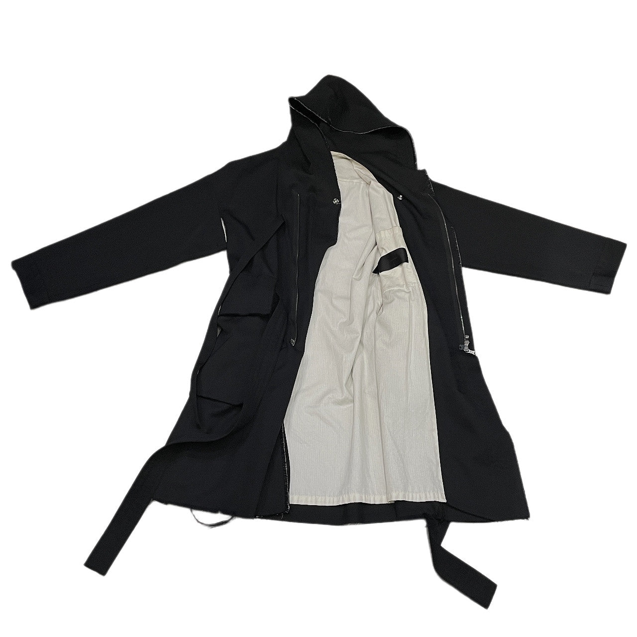 The Viridi-anne 18AW ウールギャバジンカットオフベルテッドロングコート ジャケット フード 定価94,600円 VI-2942-06 NEXT51｜D.F.L｜The Viridi-anne 18AW ウールギャバジンカットオフ