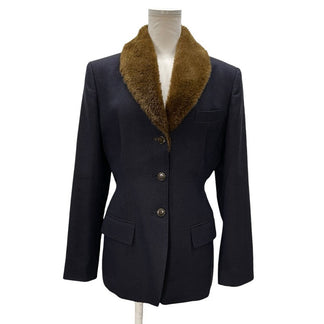 JUNIOR GAULTIER 90's ウールツイードファーテーラードジャケット アウター ブレザー Archive アーカイブ Jean Paul GAULTIER ゴルチエ レディース