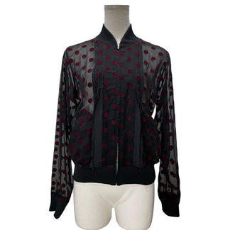 robe de chambre COMME des GARCONS シースルーフロッキードットカットスラッシュジップアップブルゾン ジャケット Archive アウター 現コムコム コムデギャルソン レディース