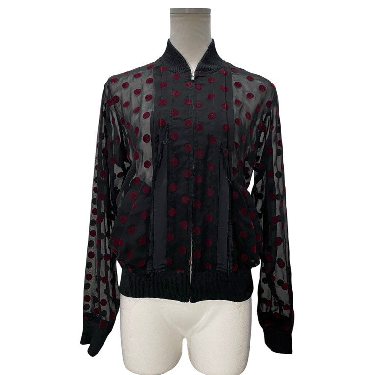 robe de chambre COMME des GARCONS シースルーフロッキードットカットスラッシュジップアップブルゾン ジャケット Archive アウター 現コムコム コムデギャルソン レディース