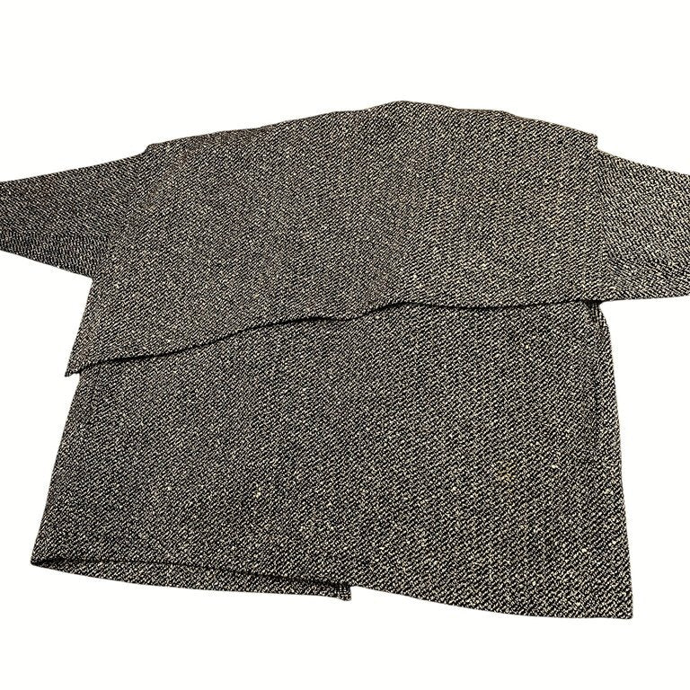 COMME des GARCONS ウールツイード変形襟アシンメトリーボタンレスコート Archive 80s 90s ジャケット ブルゾン アウター コムデギャルソン レディース