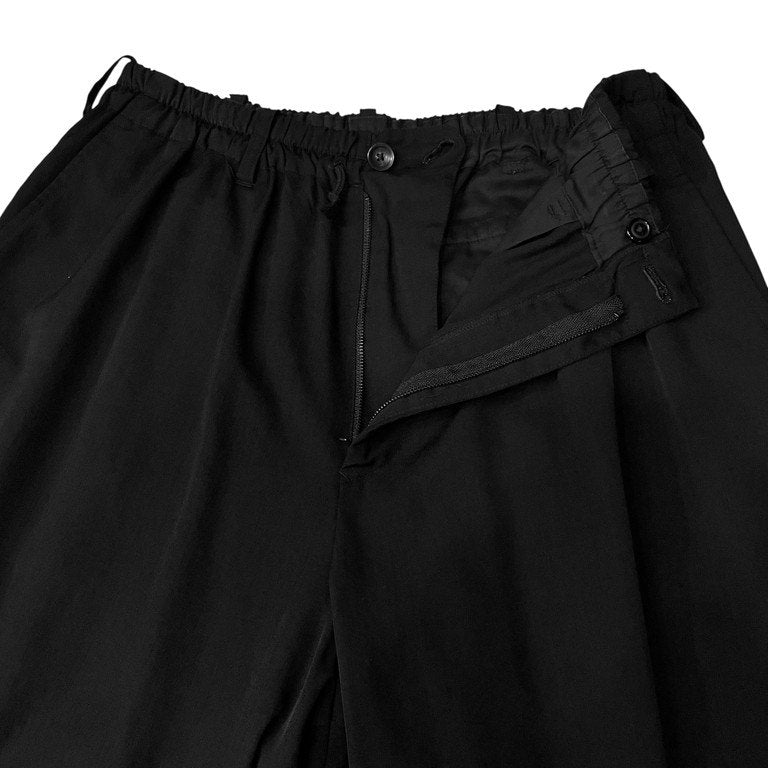 Yohji Yamamoto Pour Homme 17AW ウールギャバジンワイドテーパードイージーパンツ 膝あきゴムパンツ HK-P28-100 シワギャバ ボトムス 定価60,480円 ヨウジヤマモトプールオム メンズ