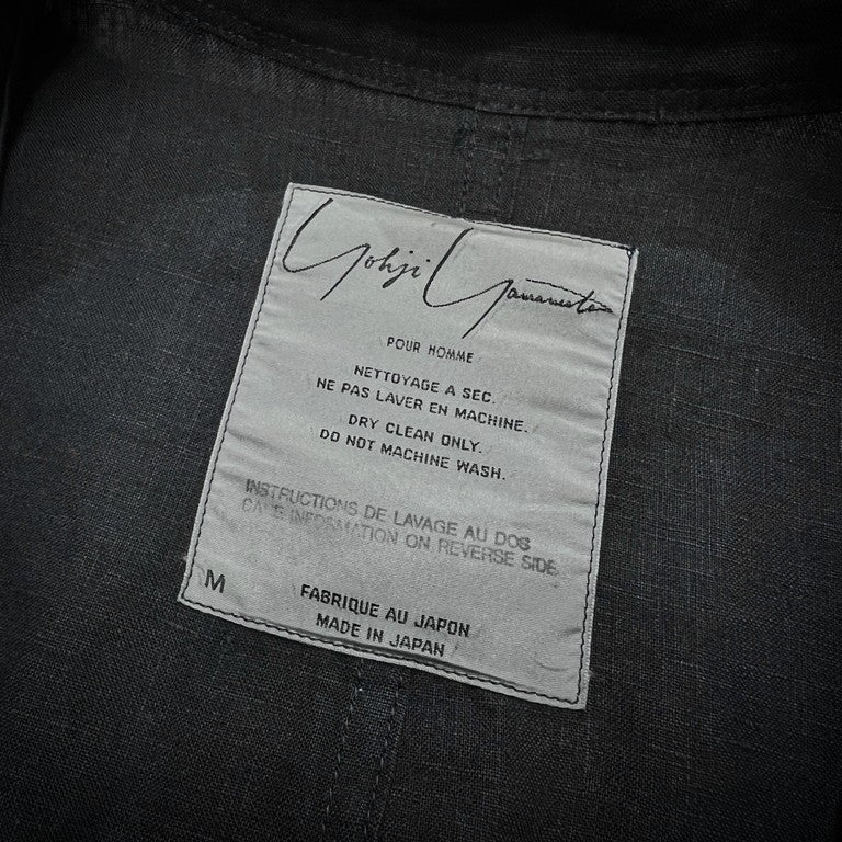 Yohji Yamamoto Pour Homme 85SS リネンポプリンキモノスリーブロングコート 着物袖 Archive 80s 最初期 丸文字ロゴ 希少 レア ジャケット ブルゾン アウター ヨウジヤマモトプールオム メンズ