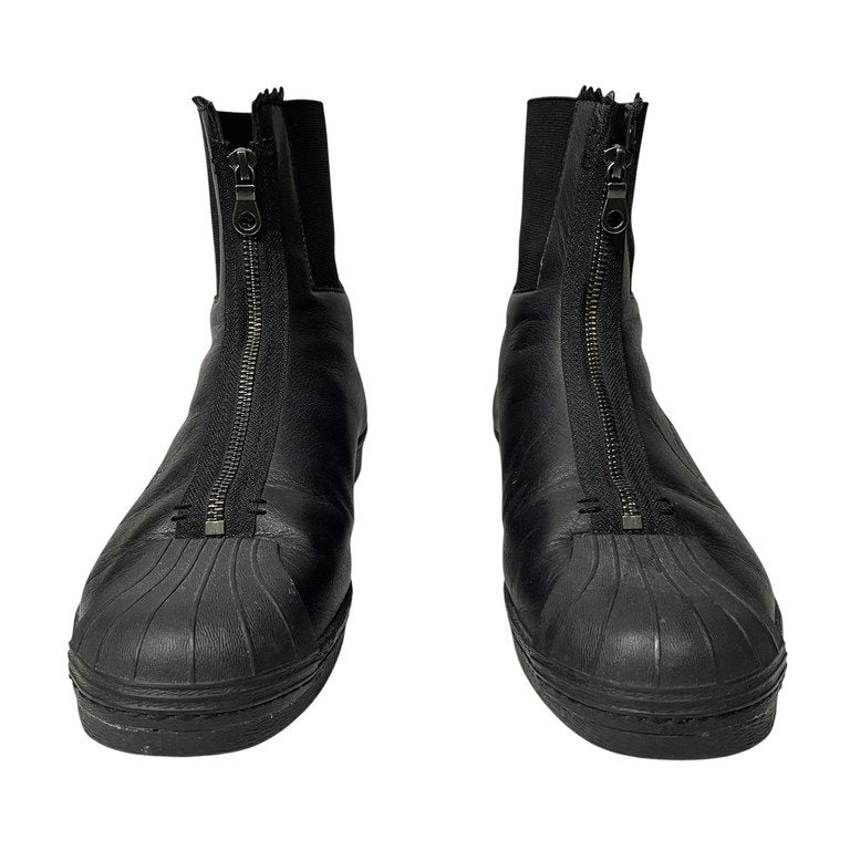 Yohji Yamamoto x adidas YY 80’s LOGO SUPERSTAR オールド丸文字ロゴ刺繍ソフトレザーフロントジップハイカットスニーカー シューズ 靴 クツ ブーツ 定価62,640円 ヨウジヤマモト アディダス メンズ