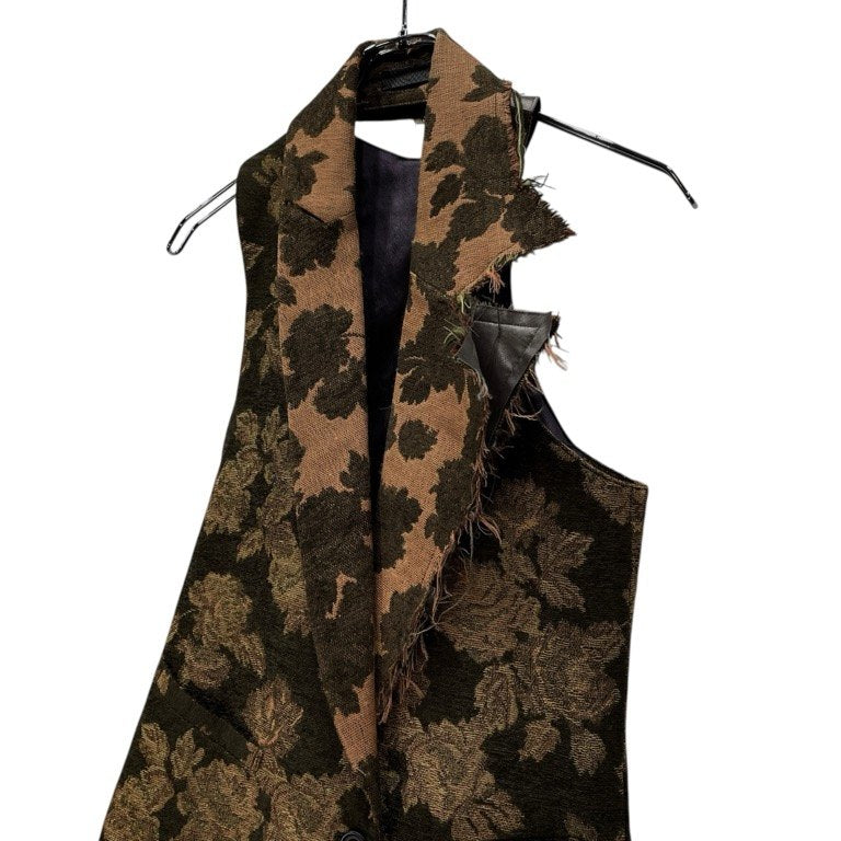 if six was nine ダブルフェイスフラワージャカードアシンメトリーベスト カットオフ ノースリーブ ジャケット アウター 花柄 イフシックスワズナイン メンズ