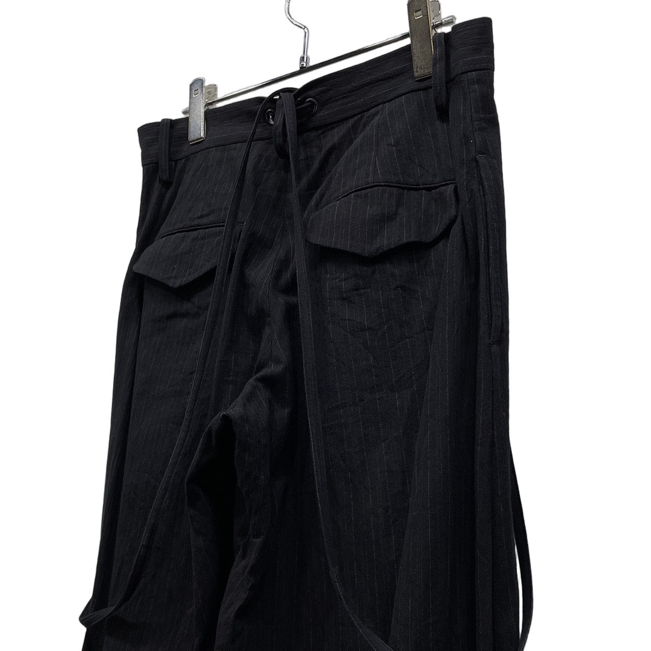 REGULATION Yohji Yamamoto ピンストライプコットンサスペンダーバルーンパンツ ボトムス レギュレーション ヨウジヤマモト レディース