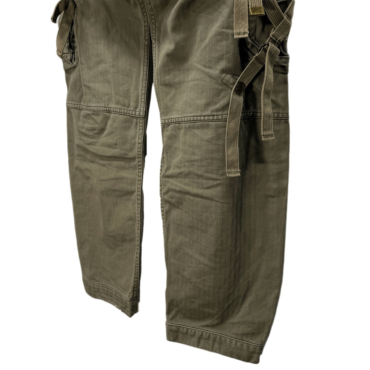 fiction by musee du dragon コットンヘリンボーンツイルパラシュートカーゴパンツ HBT ボトムス ミリタリー メンズ