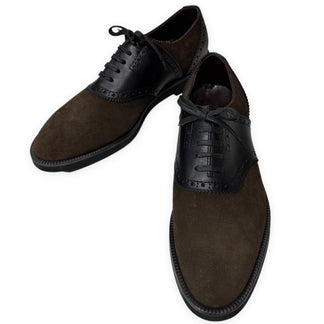 COMME des GARCONS HOMME PLUS レザー切り替えブローグシューズ ブーツ 短靴 クツ Archive 80s 90s スエード チップ メダリオン 26.5cm コムデギャルソンオムプリュス メンズ