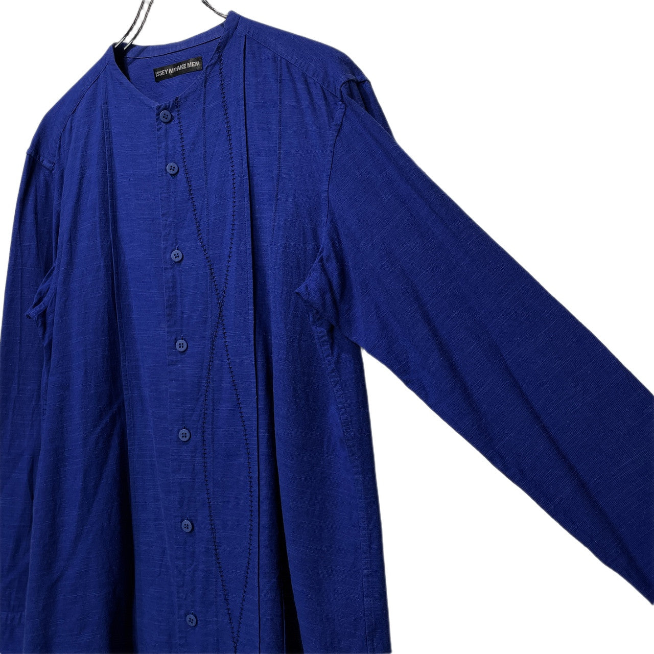 ISSEY MIYAKE MEN 17AW コットンモダールフロント刺繍ノーカラーシャツ ブラウス トップス イッセイミヤケメン メンズ