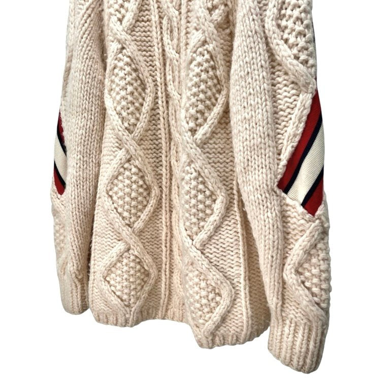 FACETASM 17AW RIB HAND KNIT SWEATER ショルダーラインサイドジップオーバーサイズケーブルニットセーター ムートンレザー フィッシャーマン トップス CHG-KN-U06 ファセッタズム メンズ
