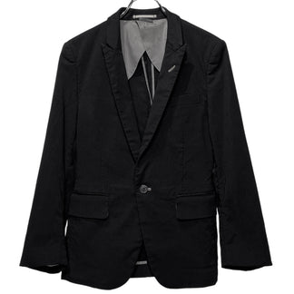 COMME des GARCONS HOMME PLUS 08SS ストレッチナイロンツイル製品染めナローピークドラペル1Bテーラードジャケット ブレザー アウター Archive Super Imposition スーパーインポジション コムデギャルソンオムプリュス メンズ